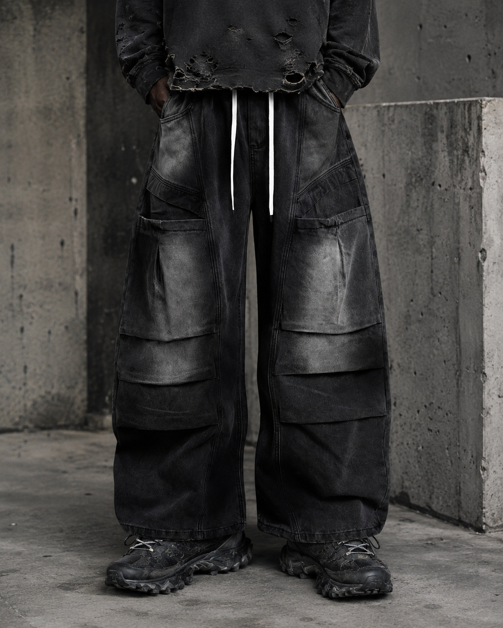 Vintage Washed Wide-Leg Denim Pants