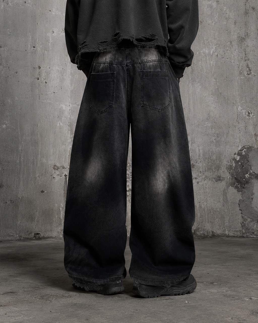 Vintage Washed Wide-Leg Denim Pants