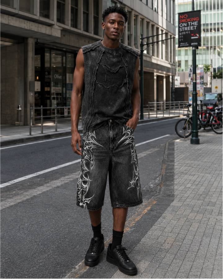 KIIKIO Retro Frayed Sleeveless Vest