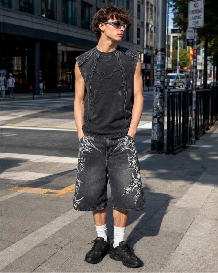 KIIKIO Retro Frayed Sleeveless Vest