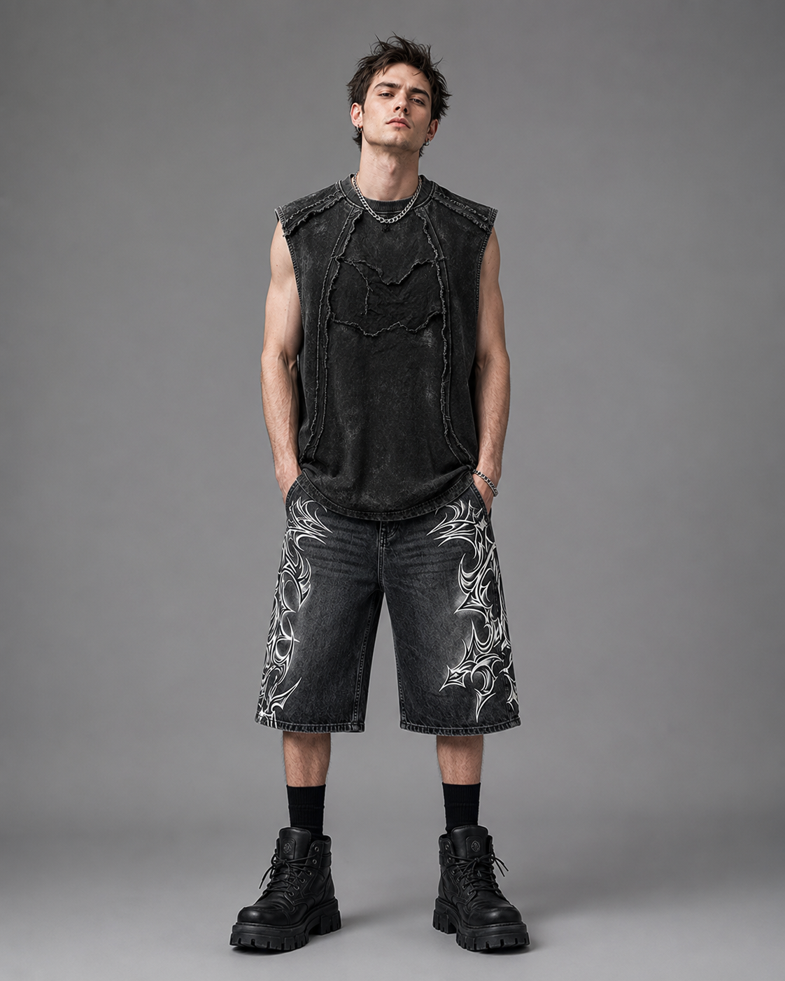 KIIKIO Retro Frayed Sleeveless Vest