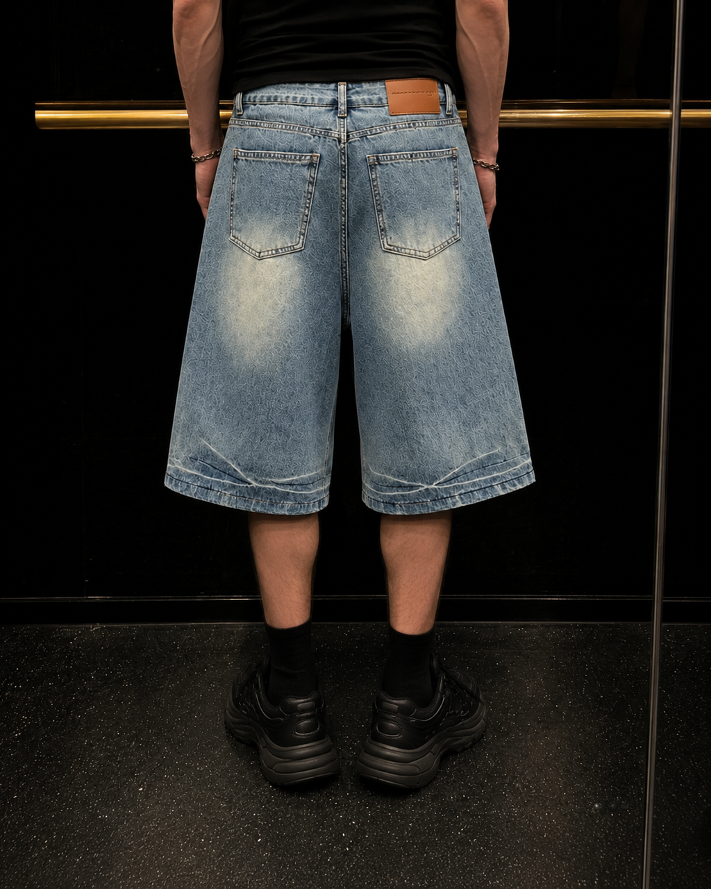 KIIKIO Retro Asymmetrical Pocket Denim Straight Shorts