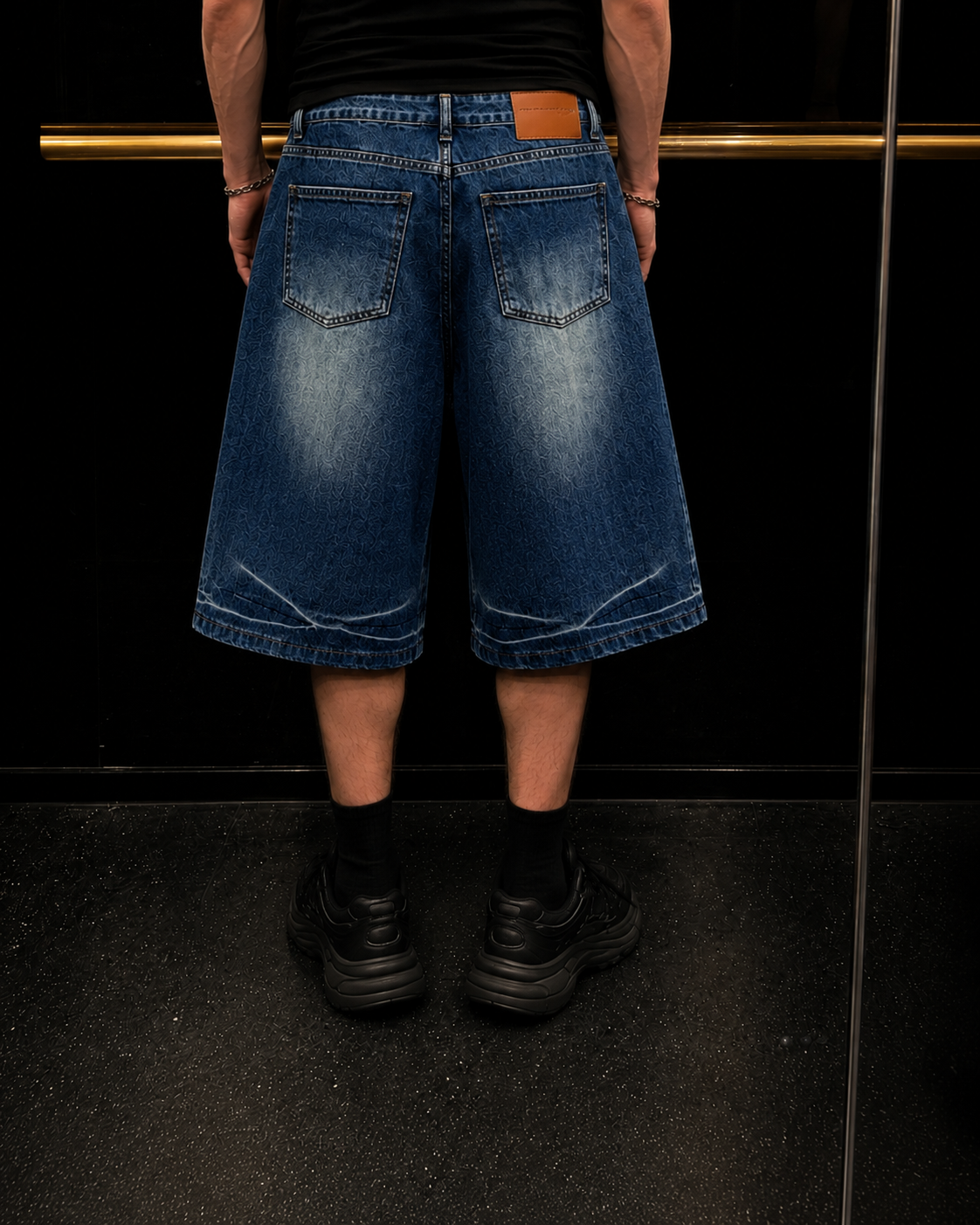 KIIKIO Retro Asymmetrical Pocket Denim Straight Shorts
