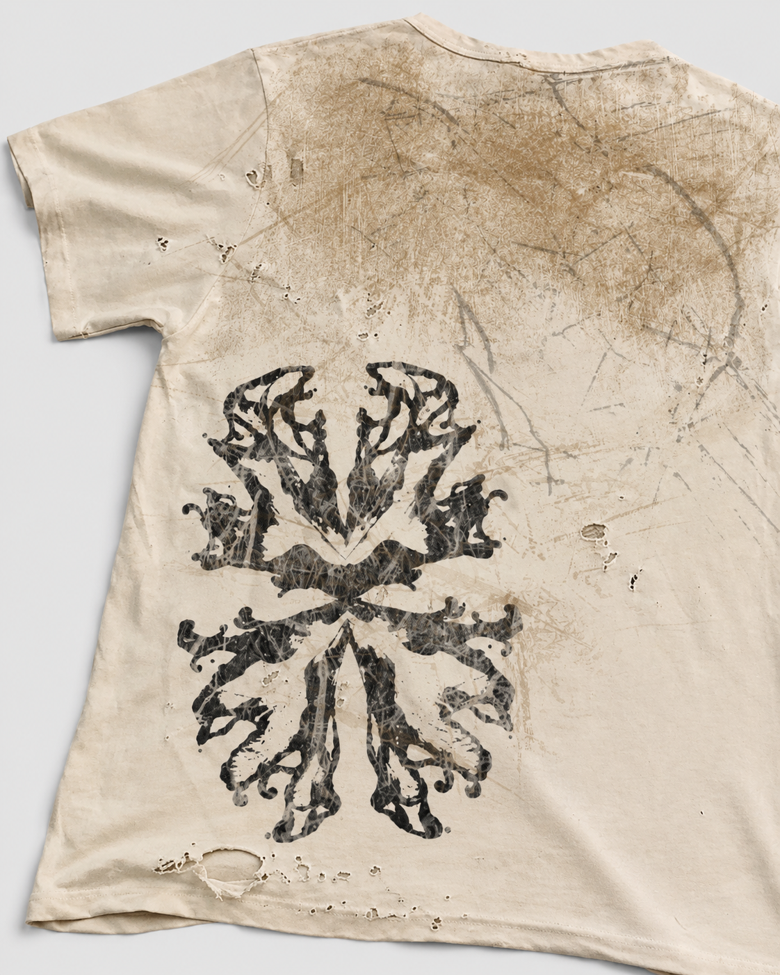 Vintage Washed Distressed Design Printed T-Shirt