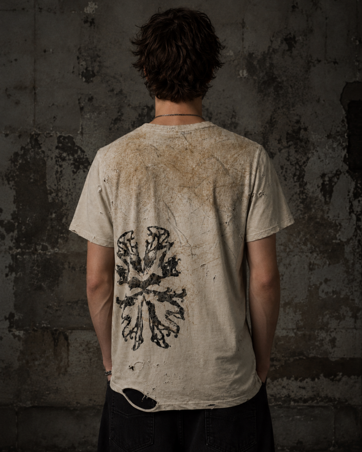 Vintage Washed Distressed Design Printed T-Shirt