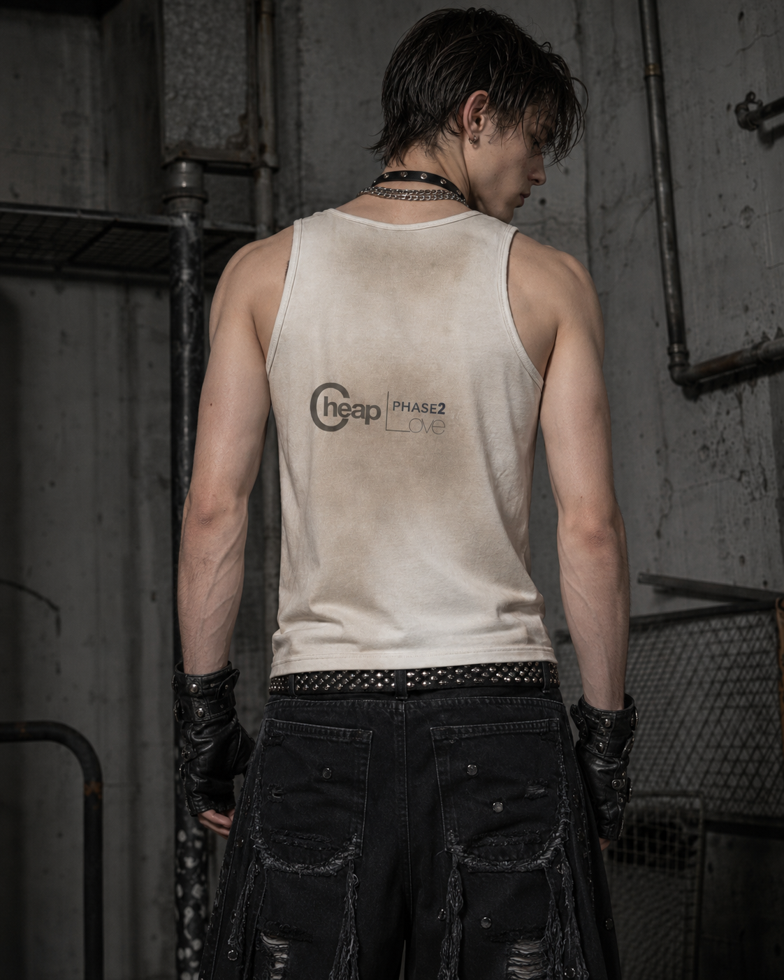 KIIKIO Punk Distressed Irregular Studded Bodycon Vest