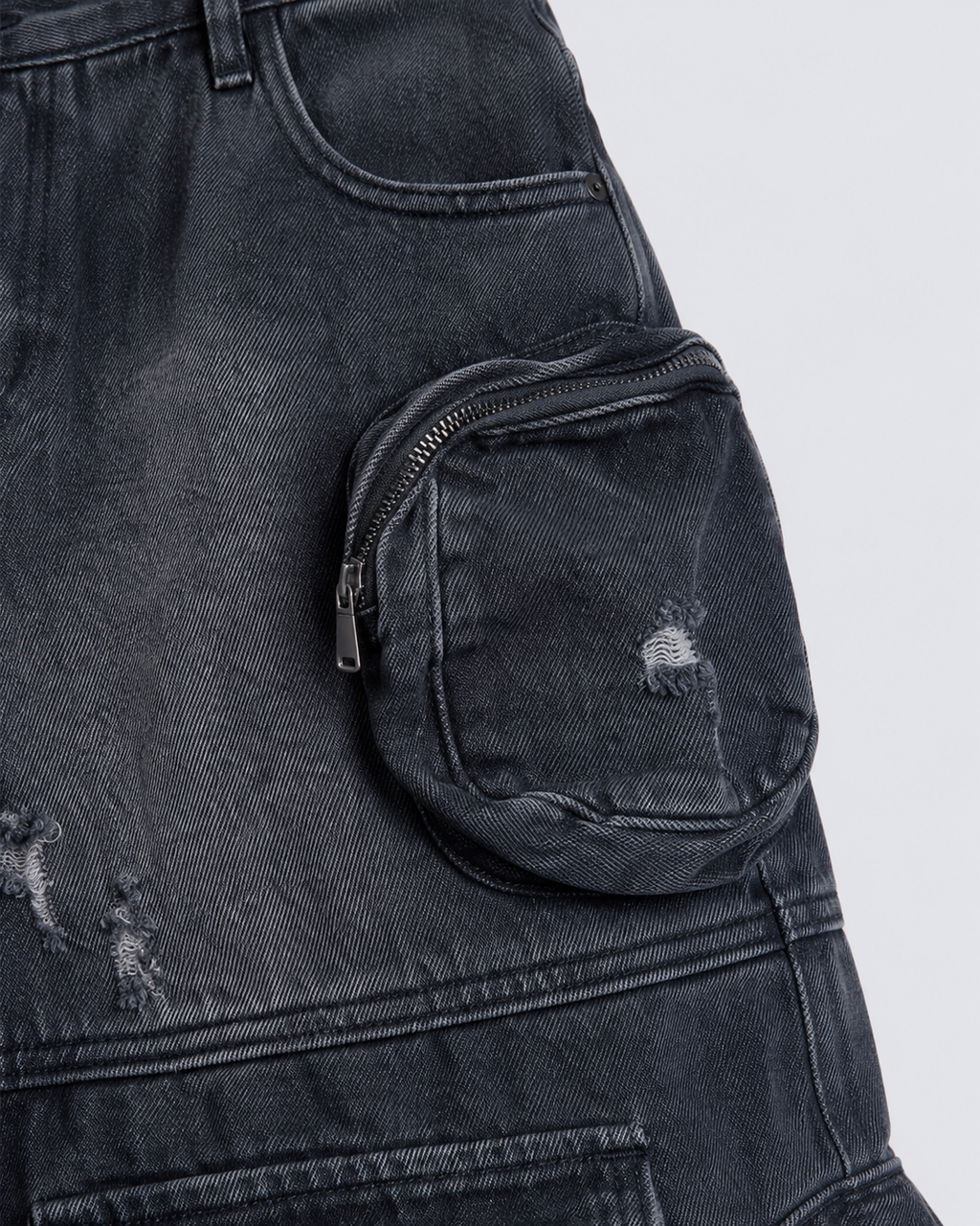 American Street Retro Multi-Pocket Cargo Denim Shorts