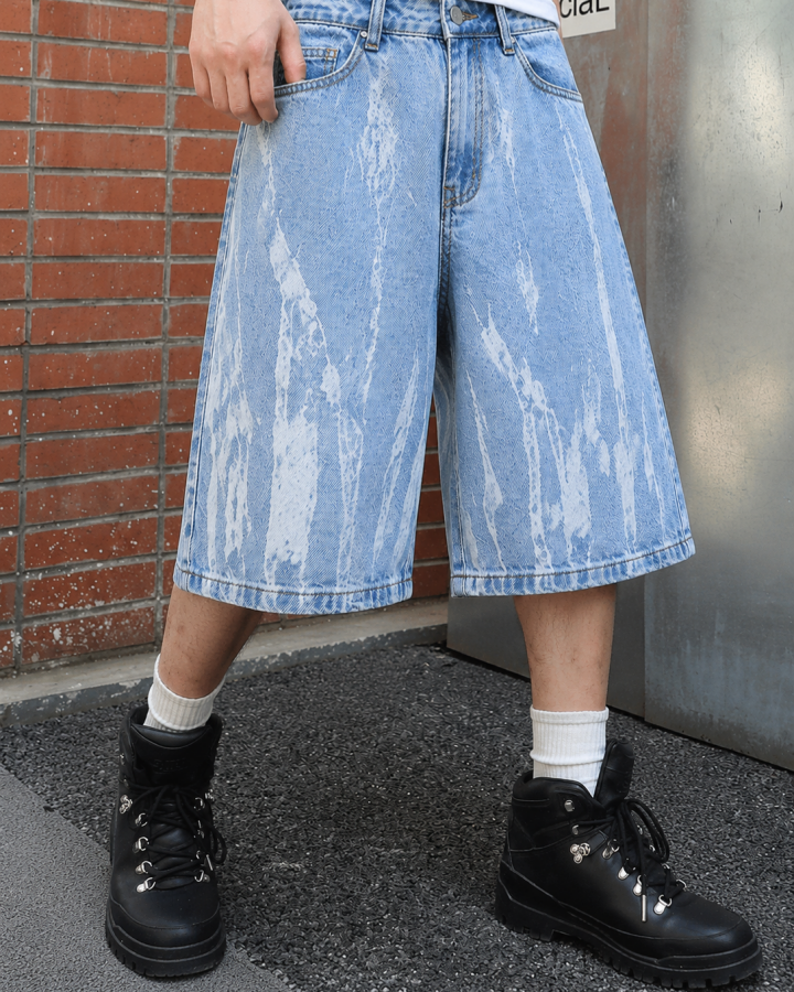 Paint Splatter Denim Shorts