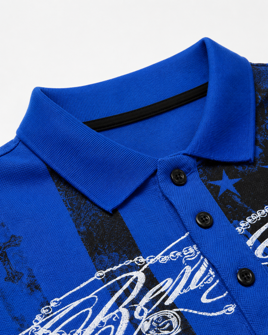KIIKIO Retro Star-Spangle Collared Polo Shirt