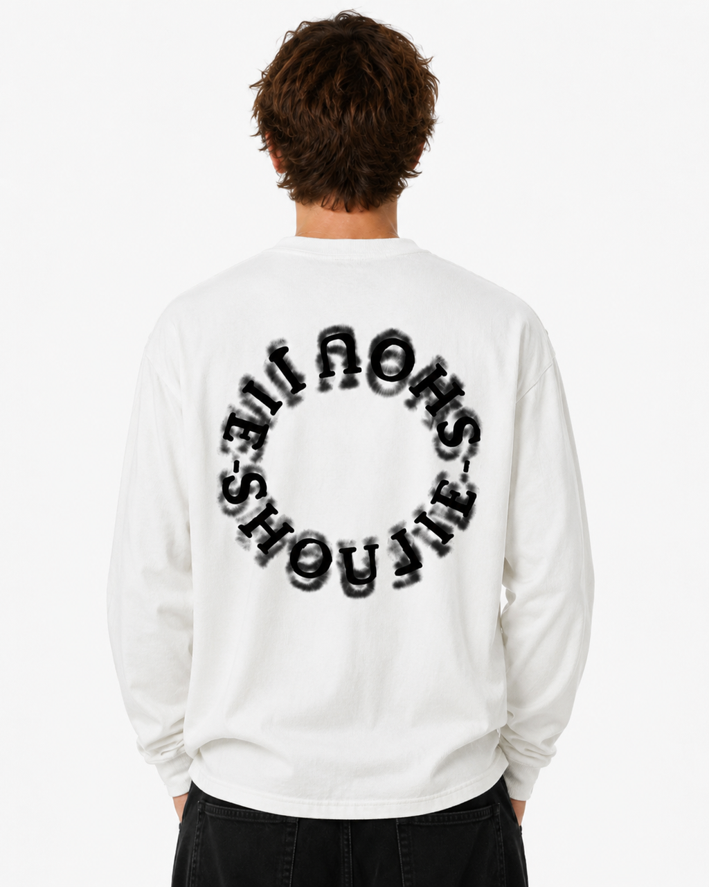 KIIKIO Vintage-Style Cross Print Long-Sleeve T-Shirt