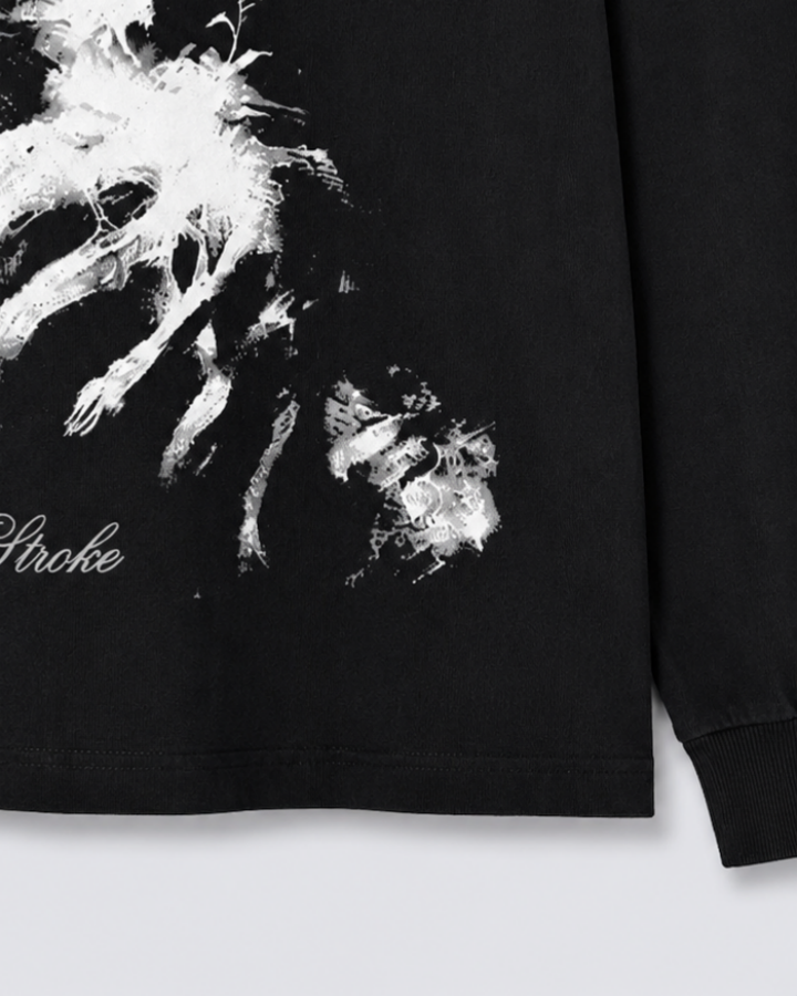 KIIKIO Dark Retro Skull-Print Long-Sleeve T-Shirt