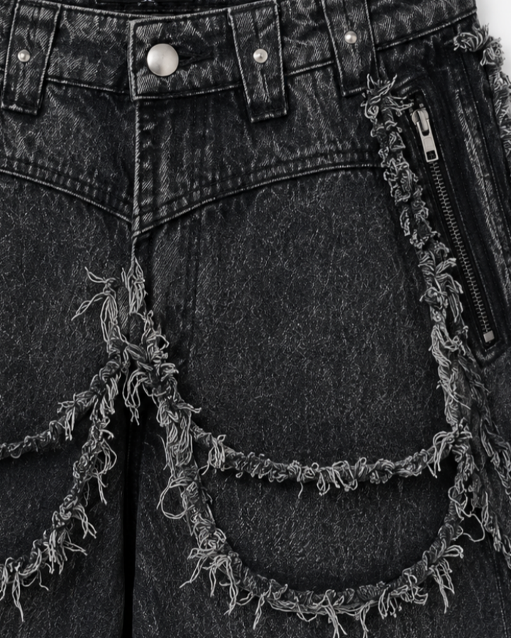 KIIKIO Vintage-Style Patchwork Raw-Edge Trousers