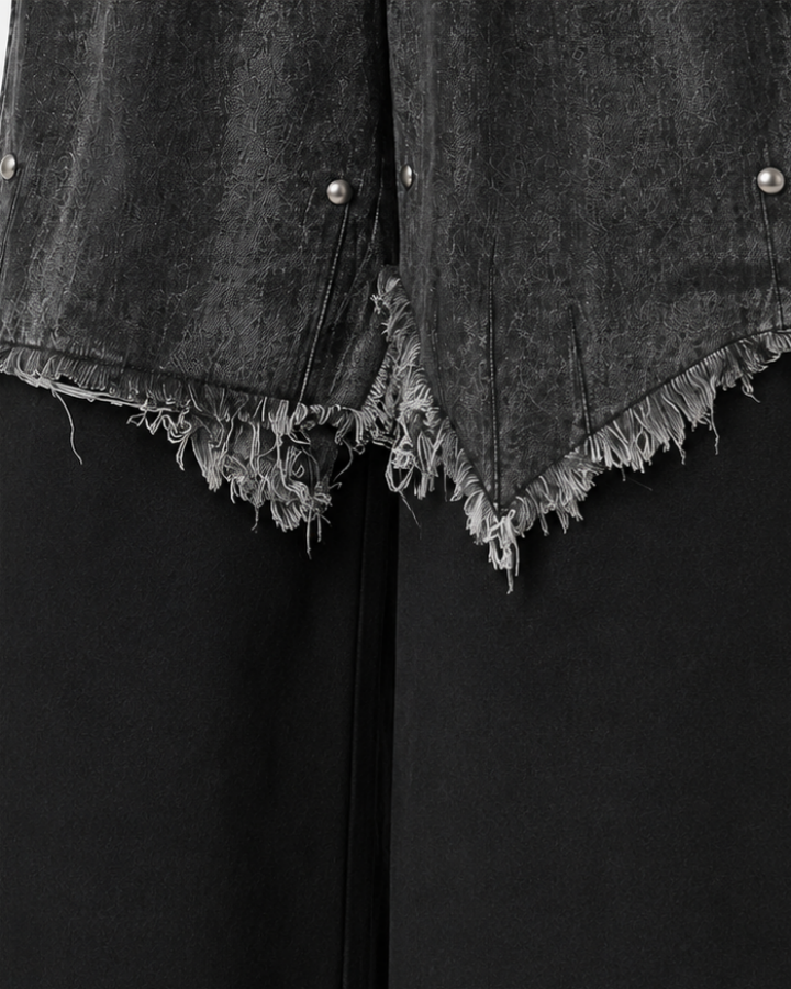KIIKIO Vintage-Style Patchwork Raw-Edge Trousers