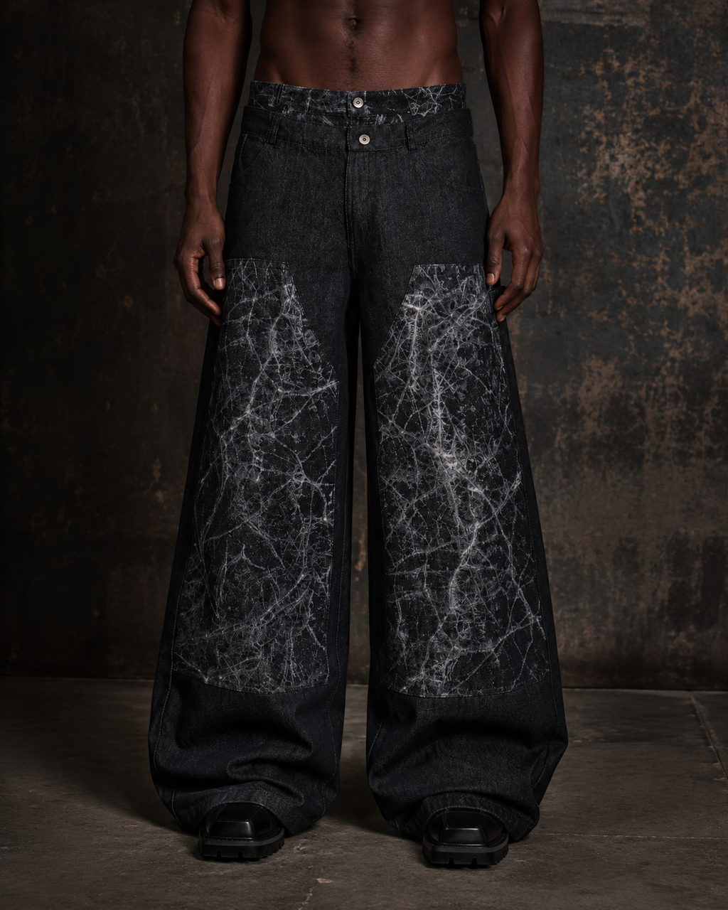KIIKIO High-Street Retro Textured Wide-Leg Jeans
