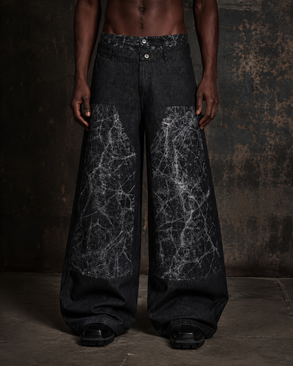 KIIKIO High-Street Retro Textured Wide-Leg Jeans