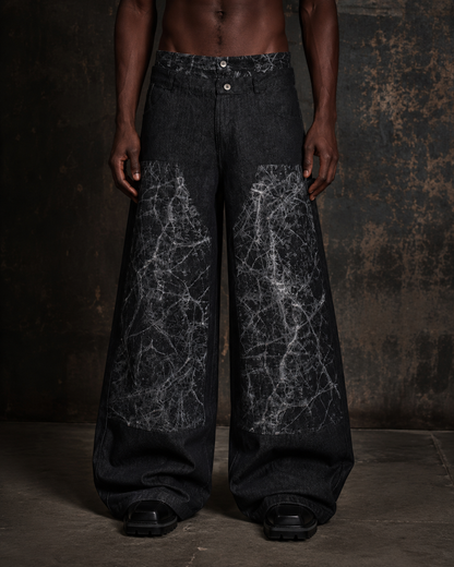 KIIKIO High-Street Retro Textured Wide-Leg Jeans