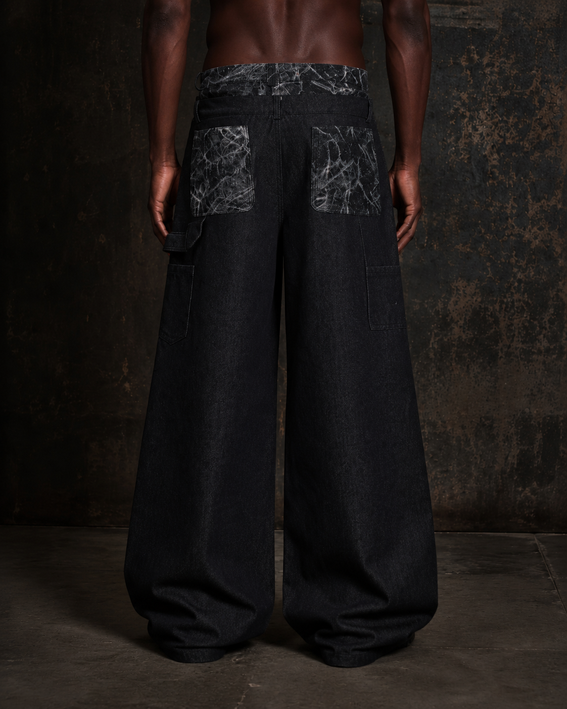 KIIKIO High-Street Retro Textured Wide-Leg Jeans