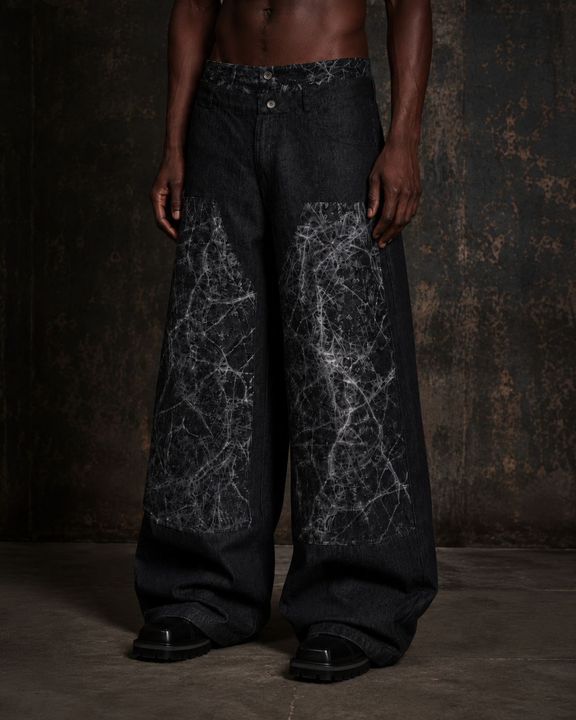 KIIKIO High-Street Retro Textured Wide-Leg Jeans