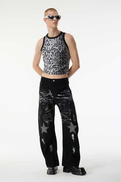 Cheetah Code Leopard Print Sequin Sleeveless Crop Top