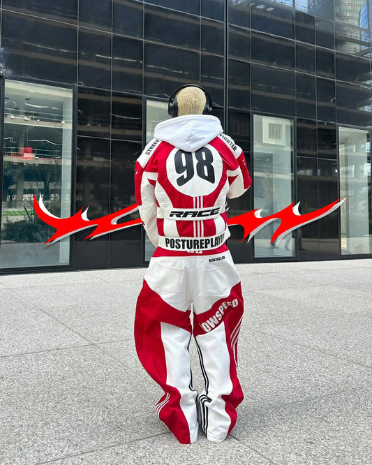 KIIKIO Racing Style Graphic Oversized Pants