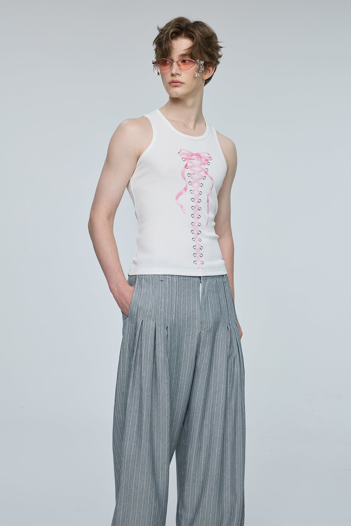 Chromatic Pulse Bow Print Tank Top