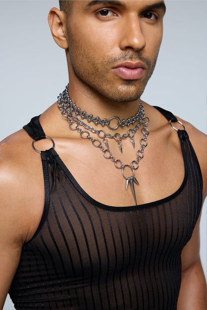 Chrome Axis Punk Necklace