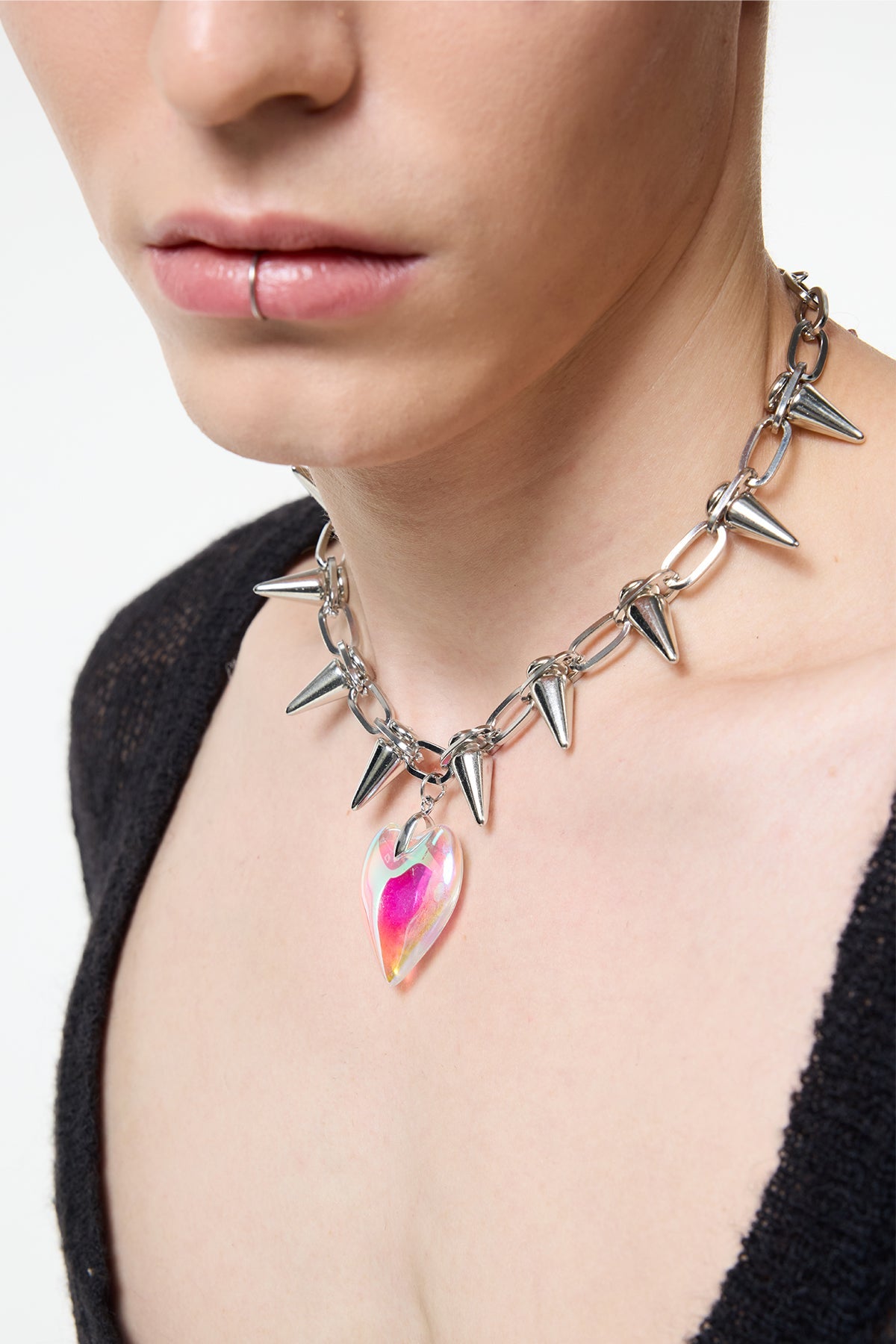 Chrome Discipline Heart Necklace