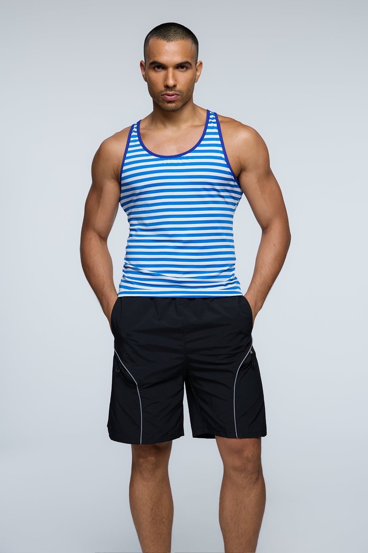 Chrome Pop Stripe Tank Top Blue