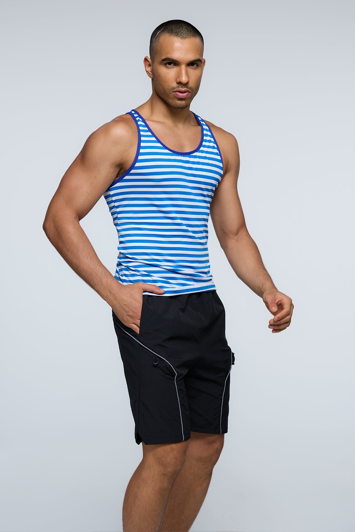 Chrome Pop Stripe Tank Top Blue