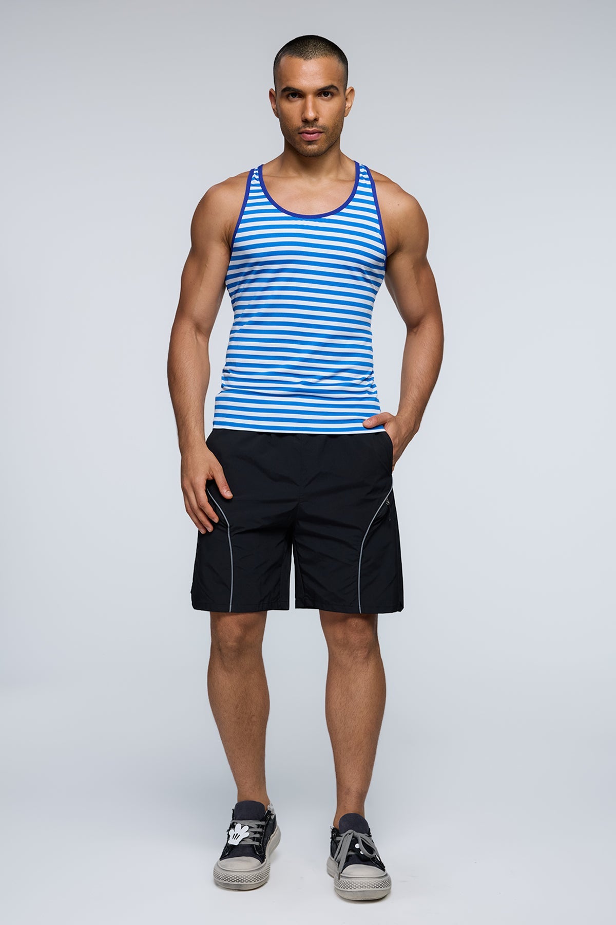 Chrome Pop Stripe Tank Top Blue