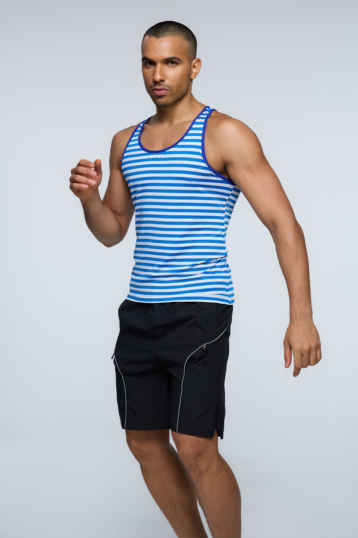 Chrome Pop Stripe Tank Top Blue