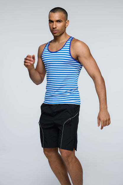 Chrome Pop Stripe Tank Top Blue
