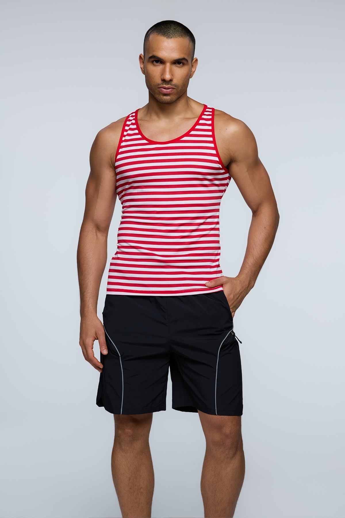 Chrome Pop Stripe Tank Top Red