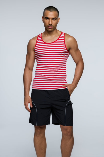 Chrome Pop Stripe Tank Top Red