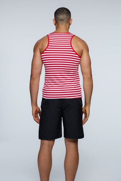Chrome Pop Stripe Tank Top Red