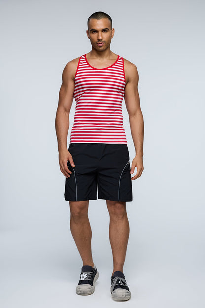 Chrome Pop Stripe Tank Top Red