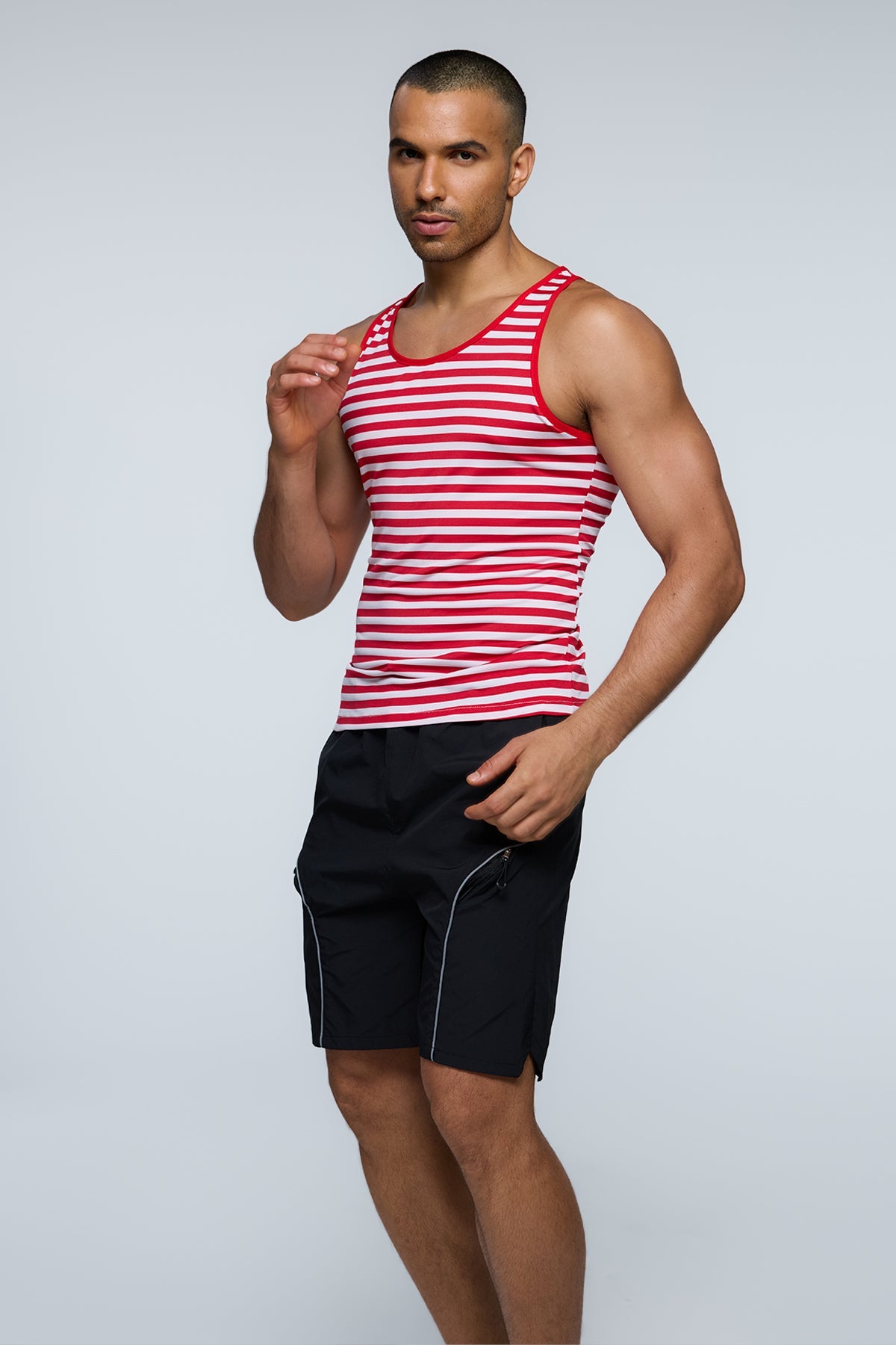 Chrome Pop Stripe Tank Top Red