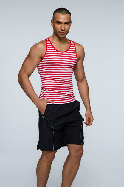 Chrome Pop Stripe Tank Top Red