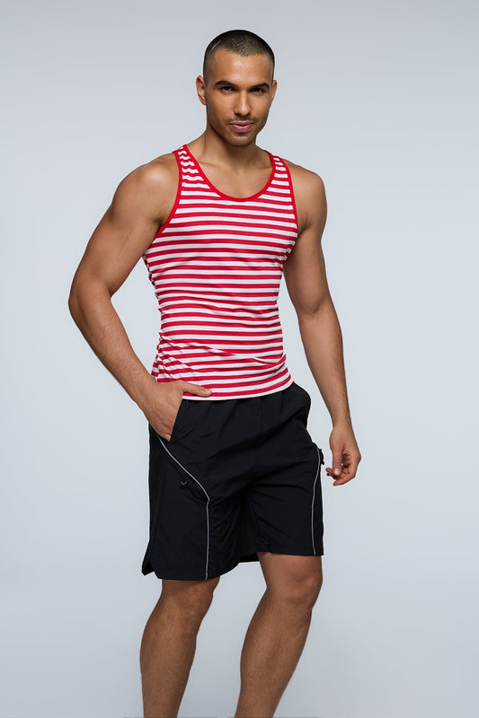 Chrome Pop Stripe Tank Top Red