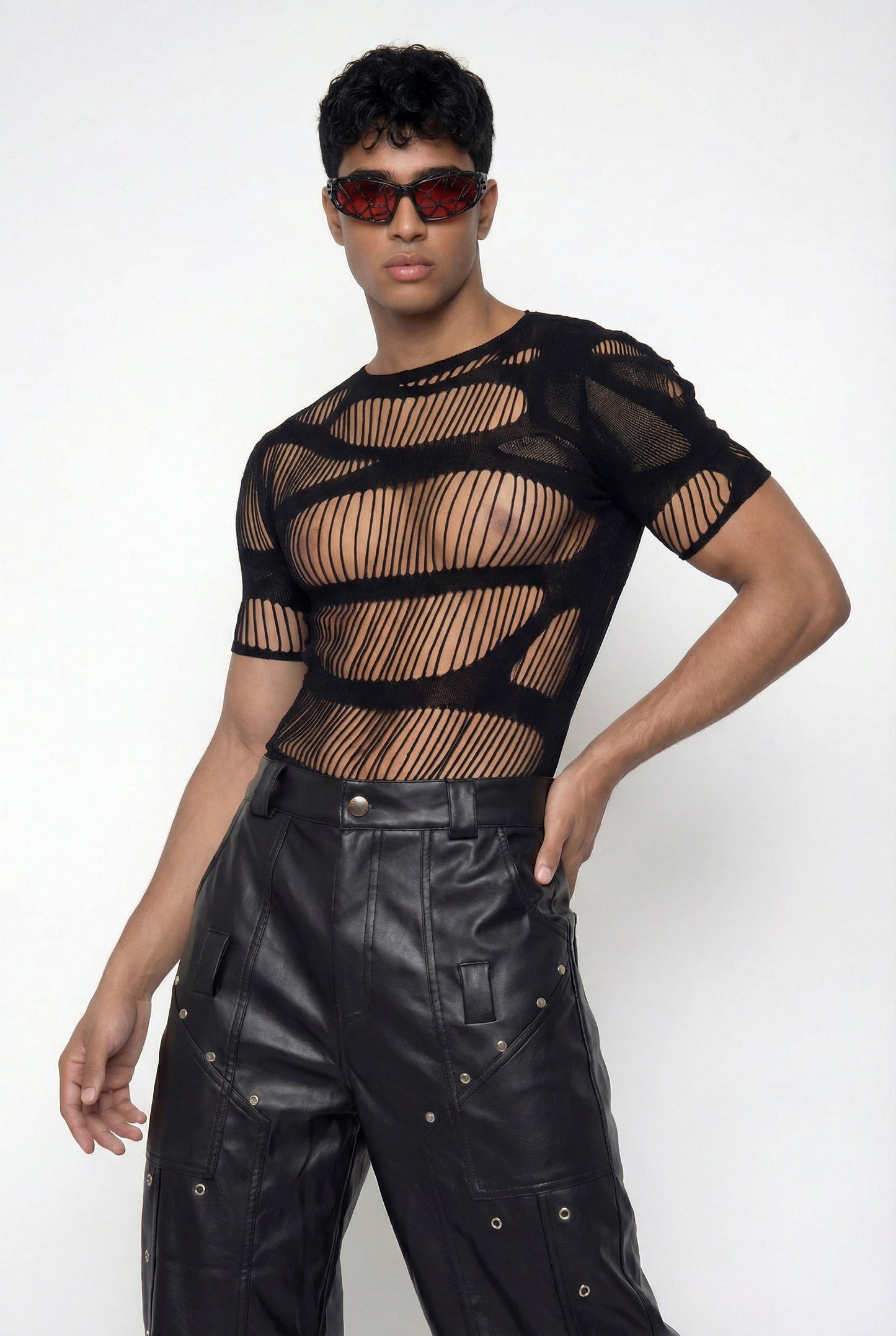Clean Flow Fishnet Cutout Top