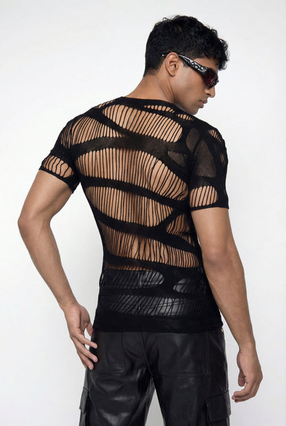 Clean Flow Fishnet Cutout Top