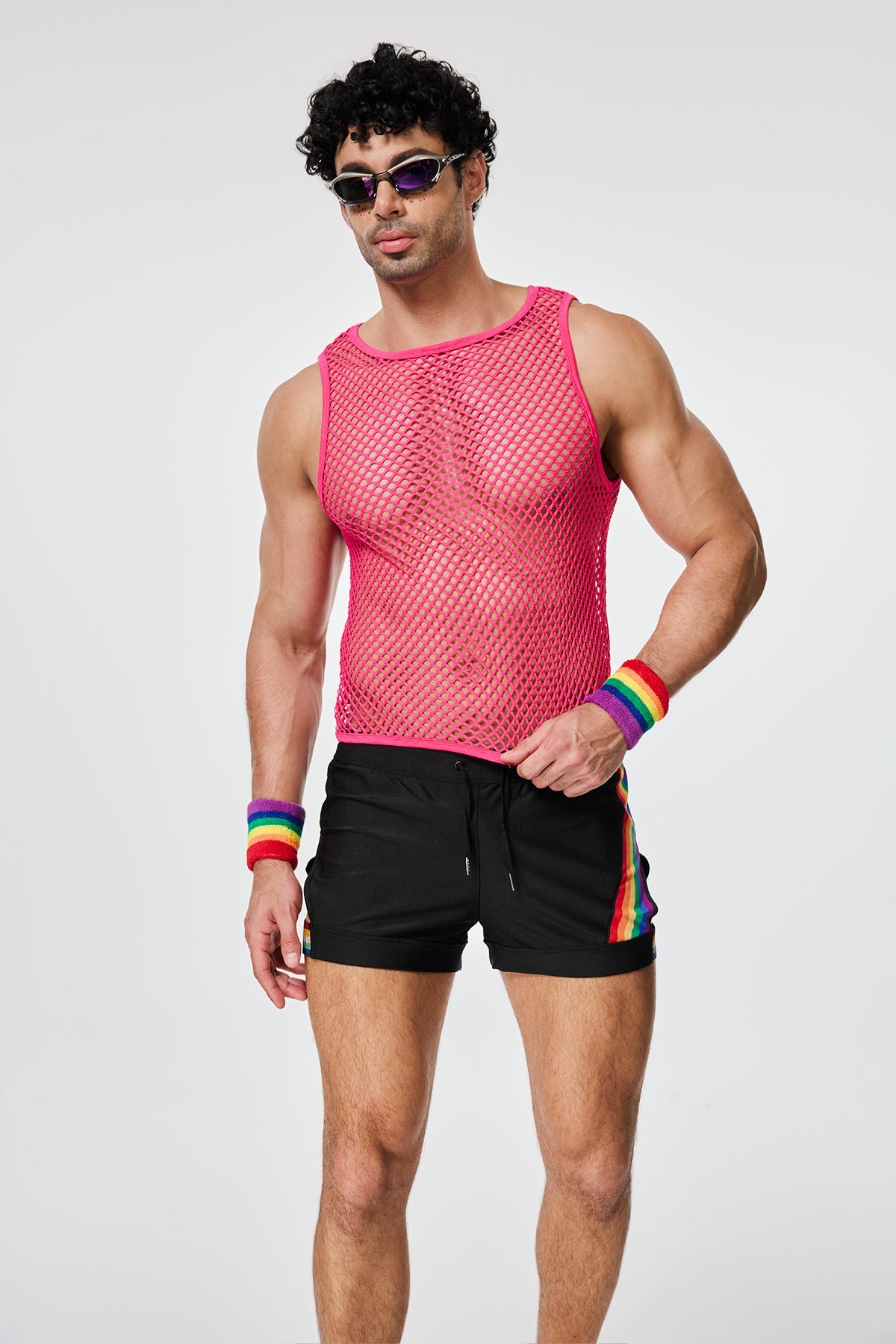 Clean Looping Cutout Fishnet Tank Top