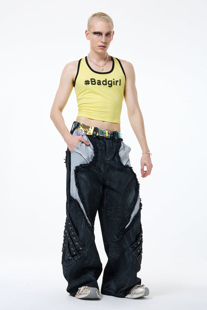 Clean Midriff Sequin Tank Top Yellow