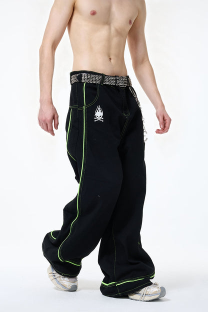 Clean Pathway Embroidery Barrel Pants
