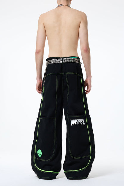 Clean Pathway Embroidery Barrel Pants
