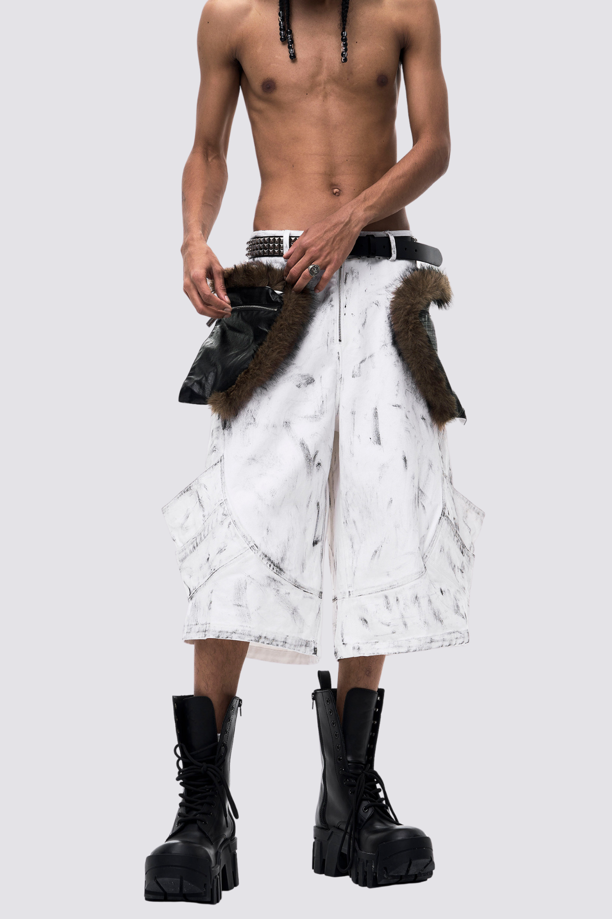 Clean Utility Faux Fur Capri Pants