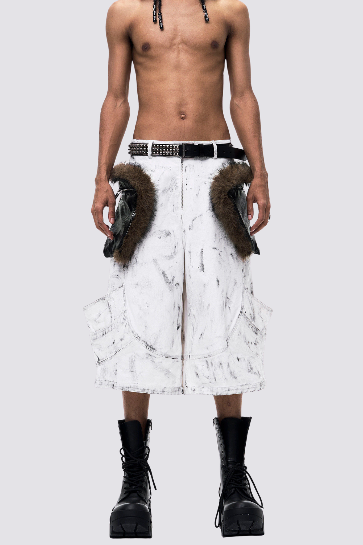 Clean Utility Faux Fur Capri Pants