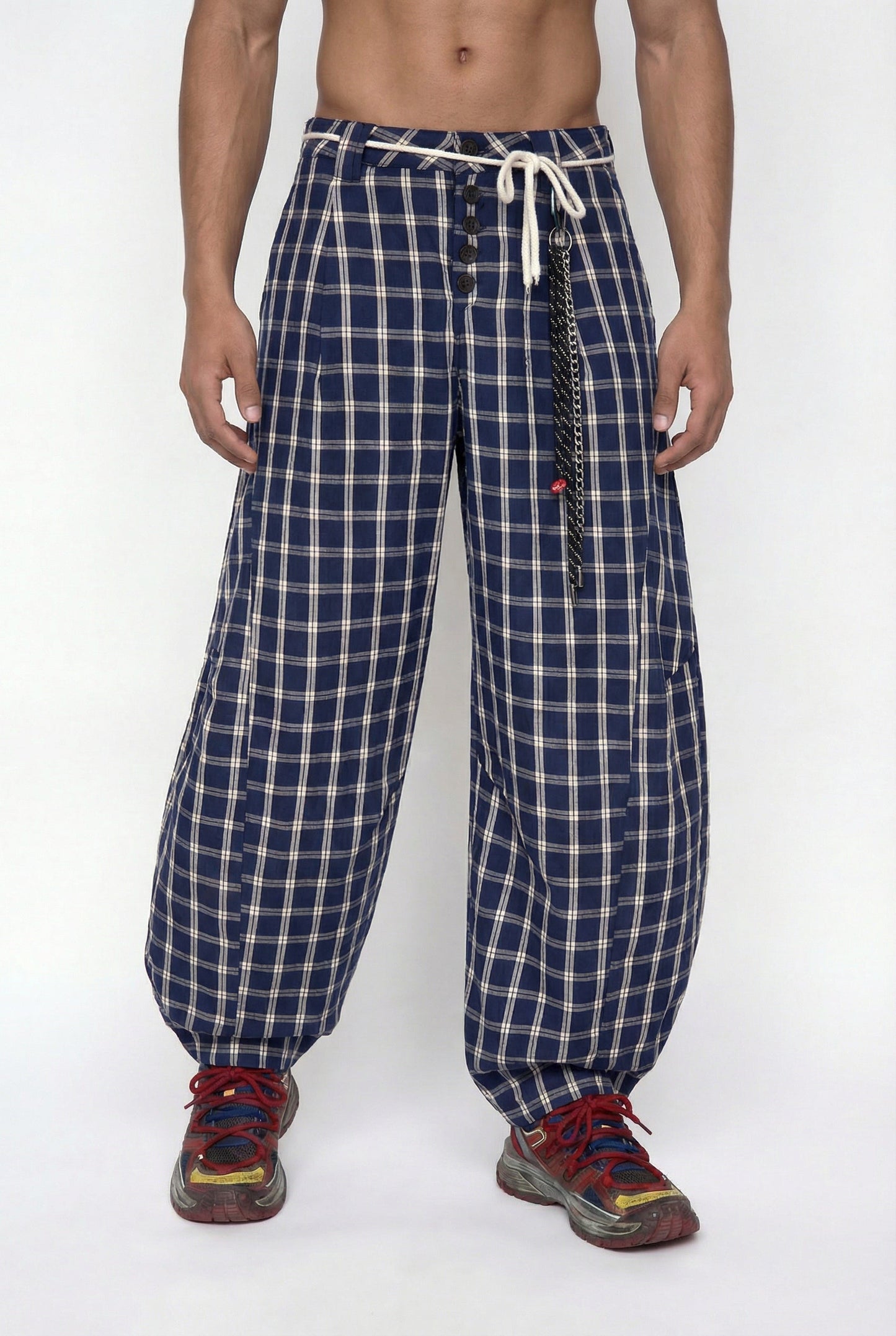 Clear Movement Plaid Barrel Pants