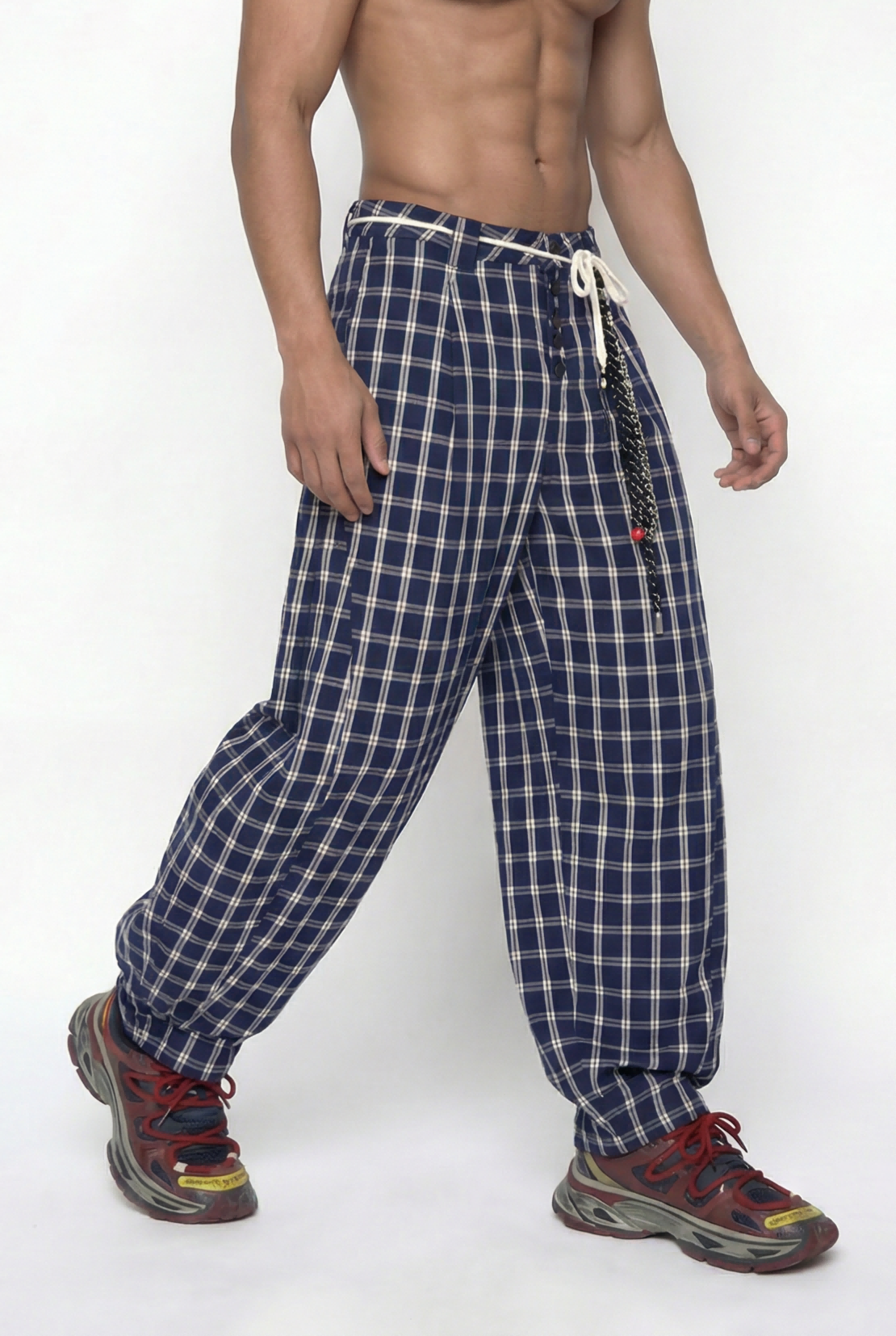 Clear Movement Plaid Barrel Pants