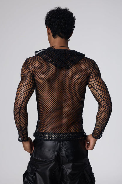 Clear Trace Cutout Hooded Top